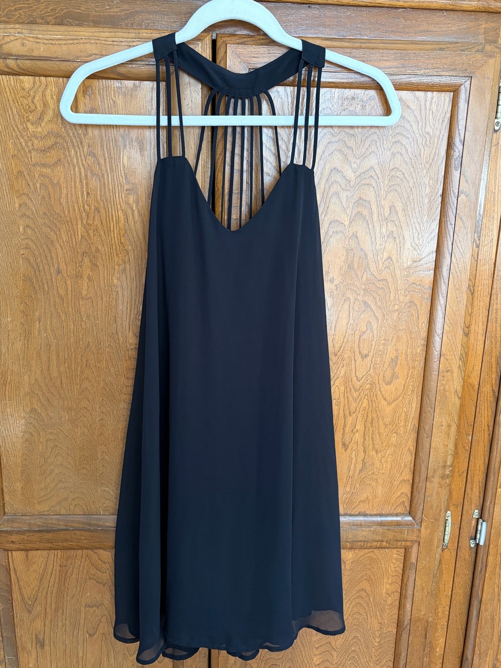 EXPRESS NWT Black Chiffon Babydoll Mini Black Dress Women’s Sz XS Flowy Strappy